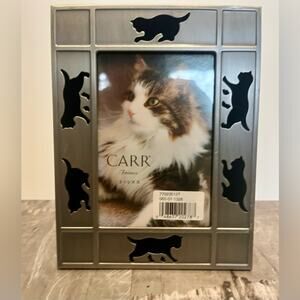 NWT Carr brushed metal cat picture frame